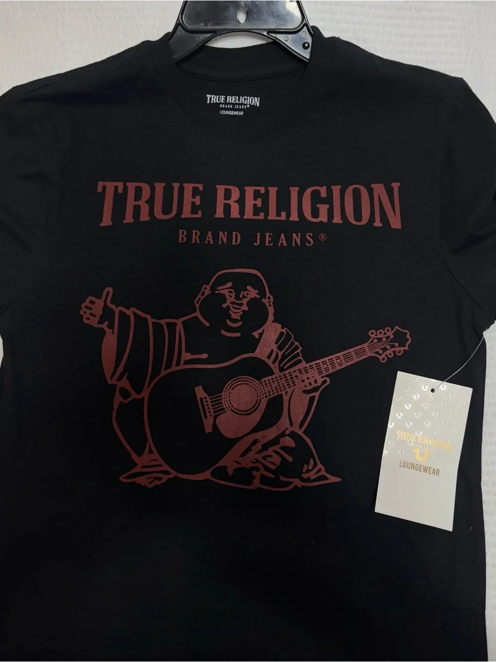 True Religion Men’s Black Graphic Logo T-Shirt with Red Print